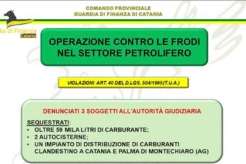 GDF Catania: A Palma di Montechiaro, benzina miscelata illegalmente, sequestrato impianto