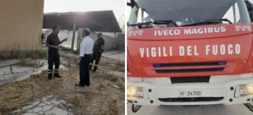 Vigili del fuoco di Canicattì a lavoro in città e a Grotte. Incendio chiesa, Comune di Porto Empedocle multa e denuncia Iacp e Curia.